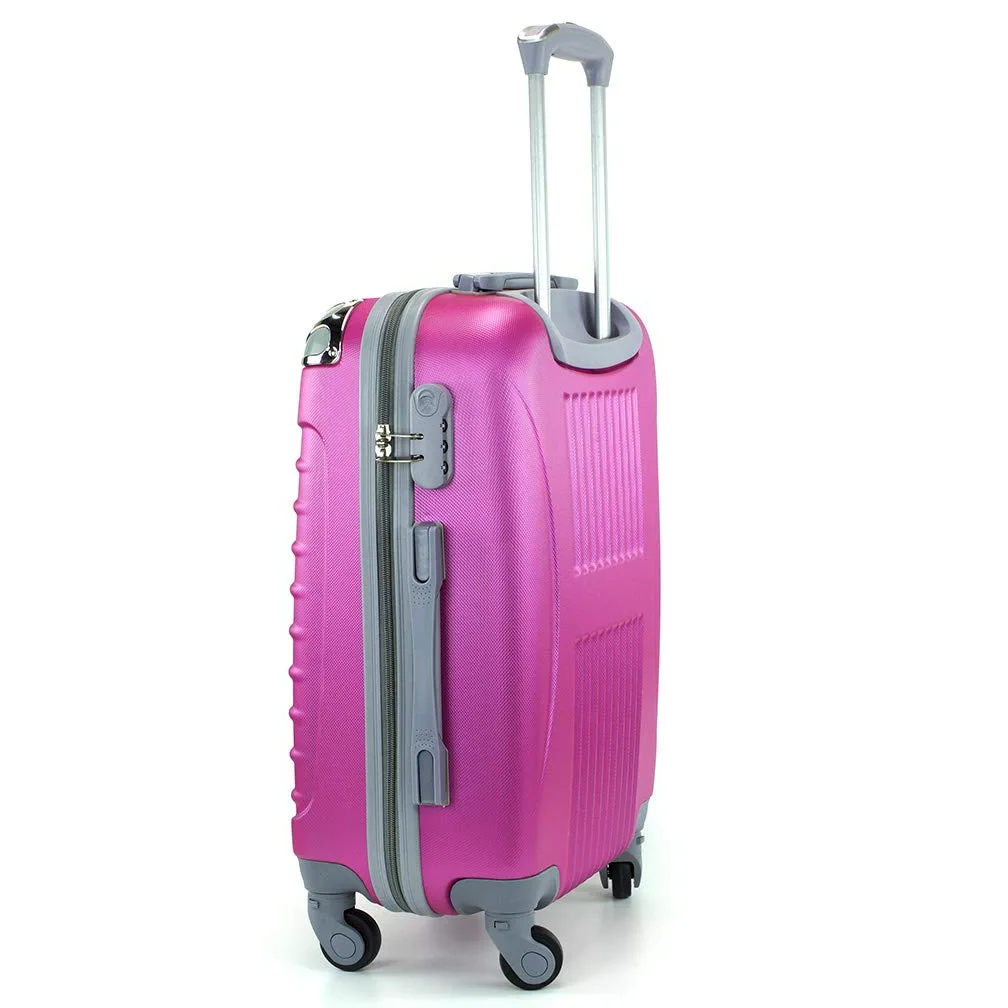 Desconocido Maleta de Cabina 20x35x55cm con Esquinas Plateadas (Fucsia)