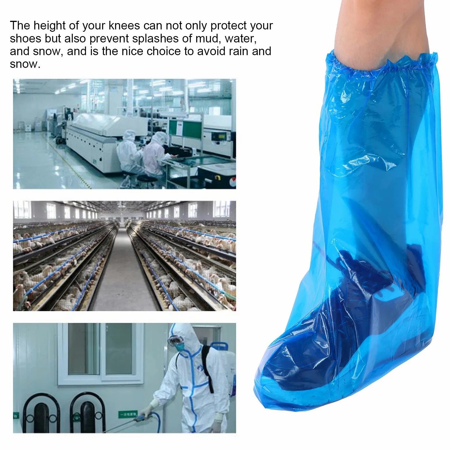 Generic 500 Fundas para Zapatos Impermeables y Antideslizantes | Protección extendida hasta la rodilla, banda elástica con suela antideslizante, banda elástica ajuste seguro para días