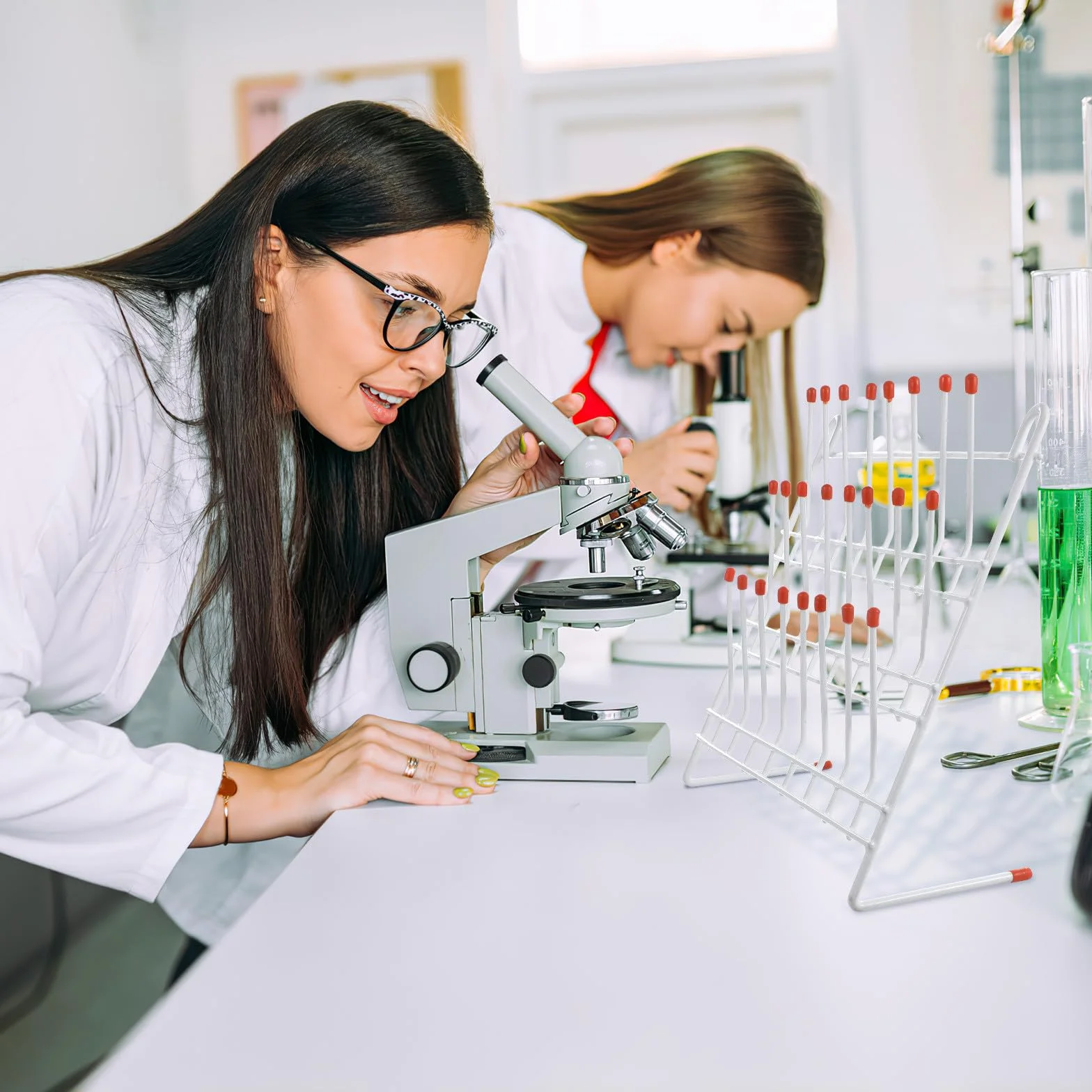 MAGICLULU Escurridor de Laboratorio Metálico 24 para Secado de Tubos y Cristalería