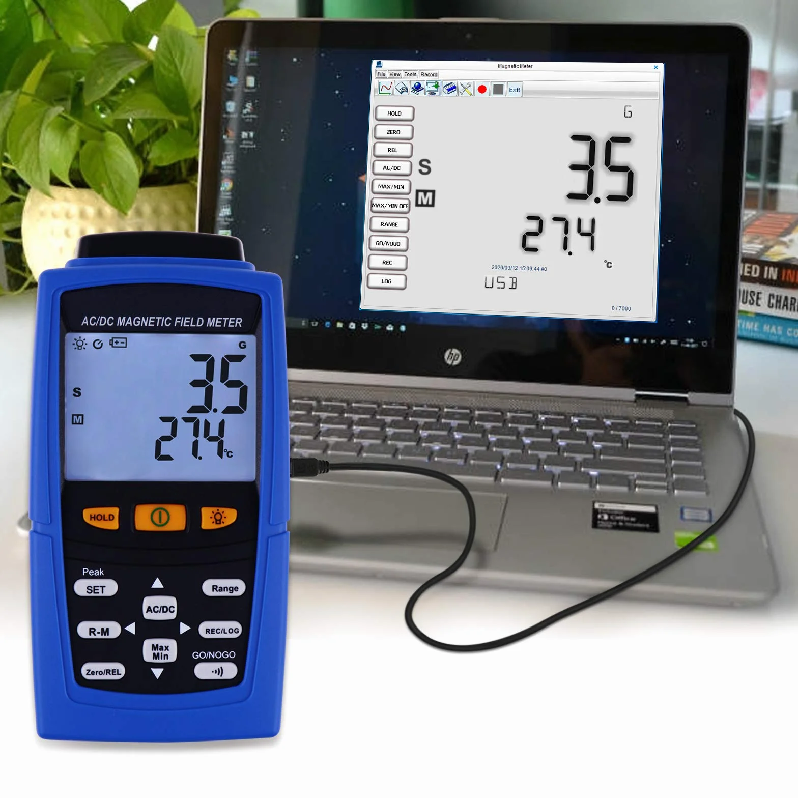 Gaussmeter Magnético Campo Fuerza Magnetómetro 3000mT (30000G) Teslameter Auto Manual Grabación