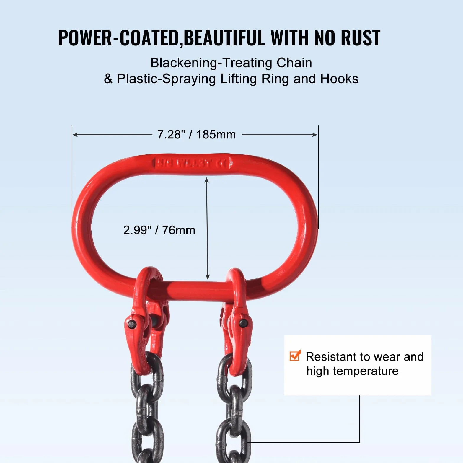 VEVOR Eslinga de Cadena de Elevación 2 Cadenas 8mm x 150cm Carga 2993 kg G80