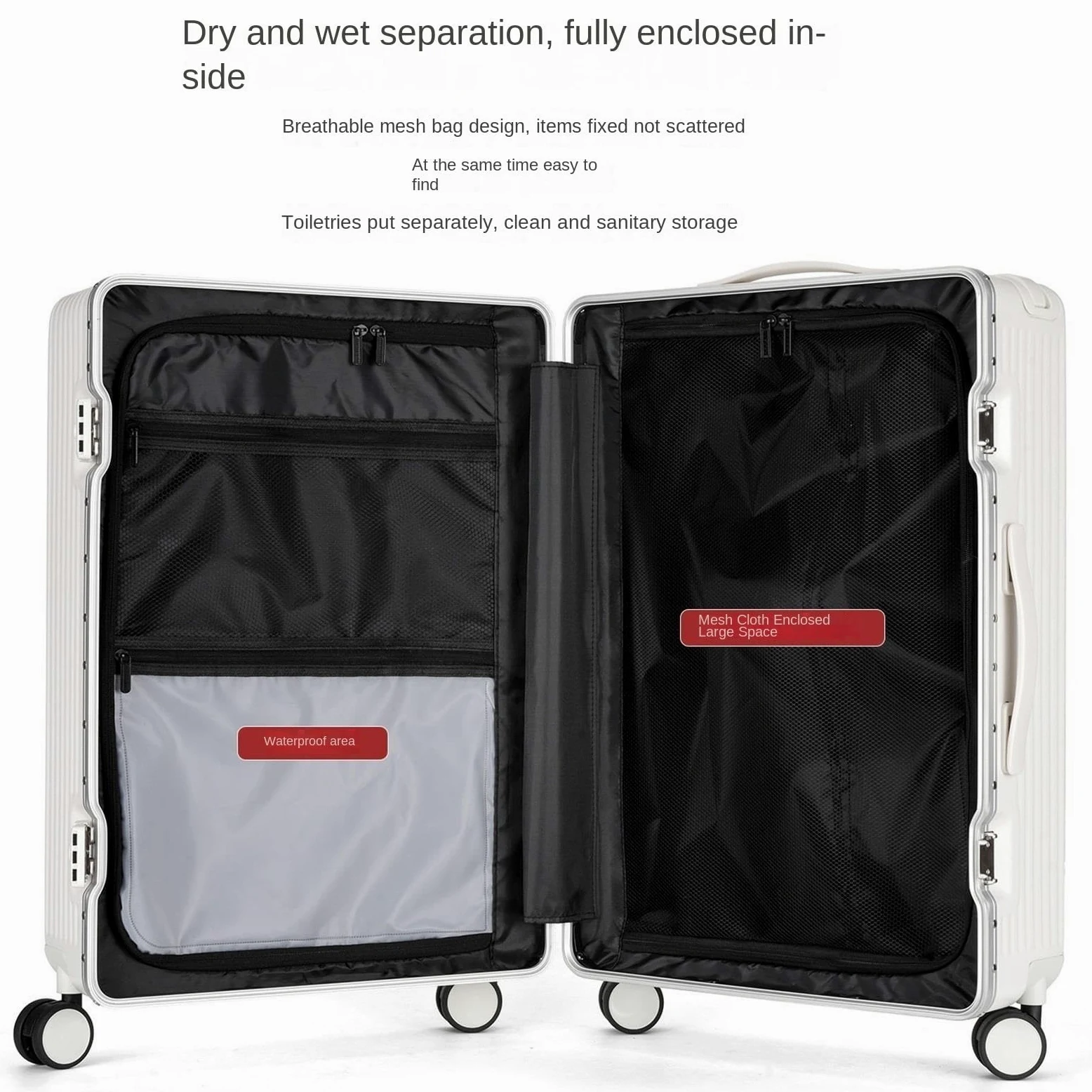 Maleta Duradera con Asa Ancha Y Marco De Aluminio For Viajes(Rot,24inch)