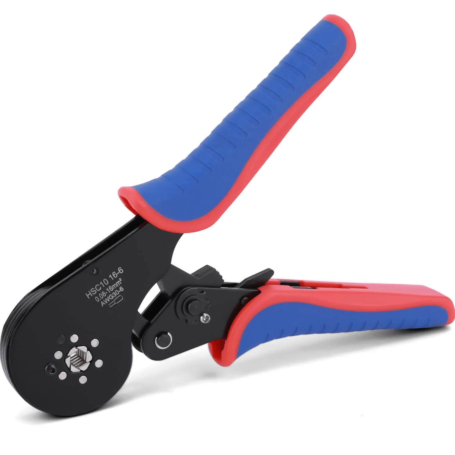 ZONJIE Alicates de crimpado 0,08-16 mm² 30-5 AWG herramienta para terminales de alambre aislados trinquete mandíbulas cuadriláteras