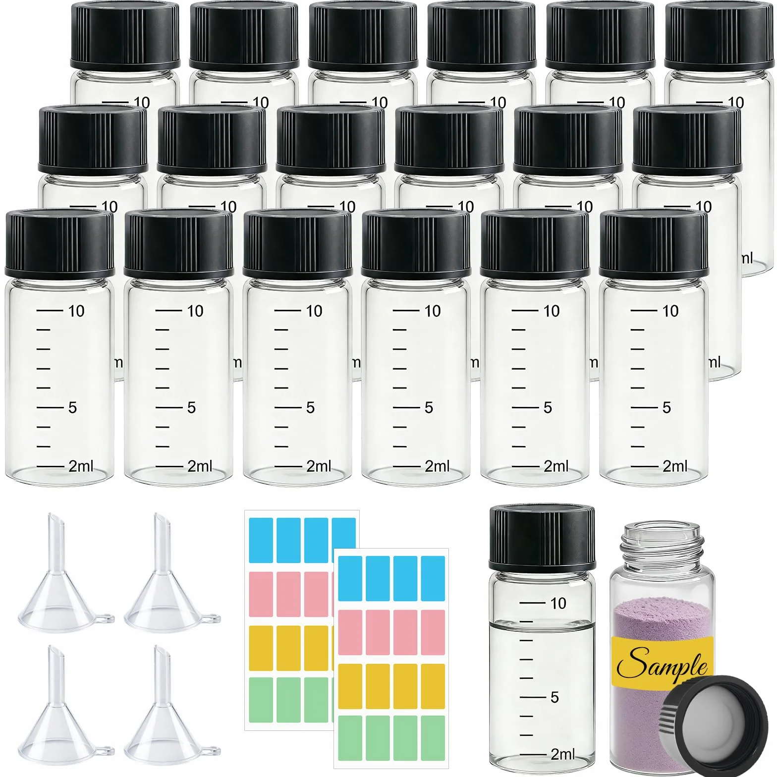 20 x 10 ml frascos de muestra transparentes