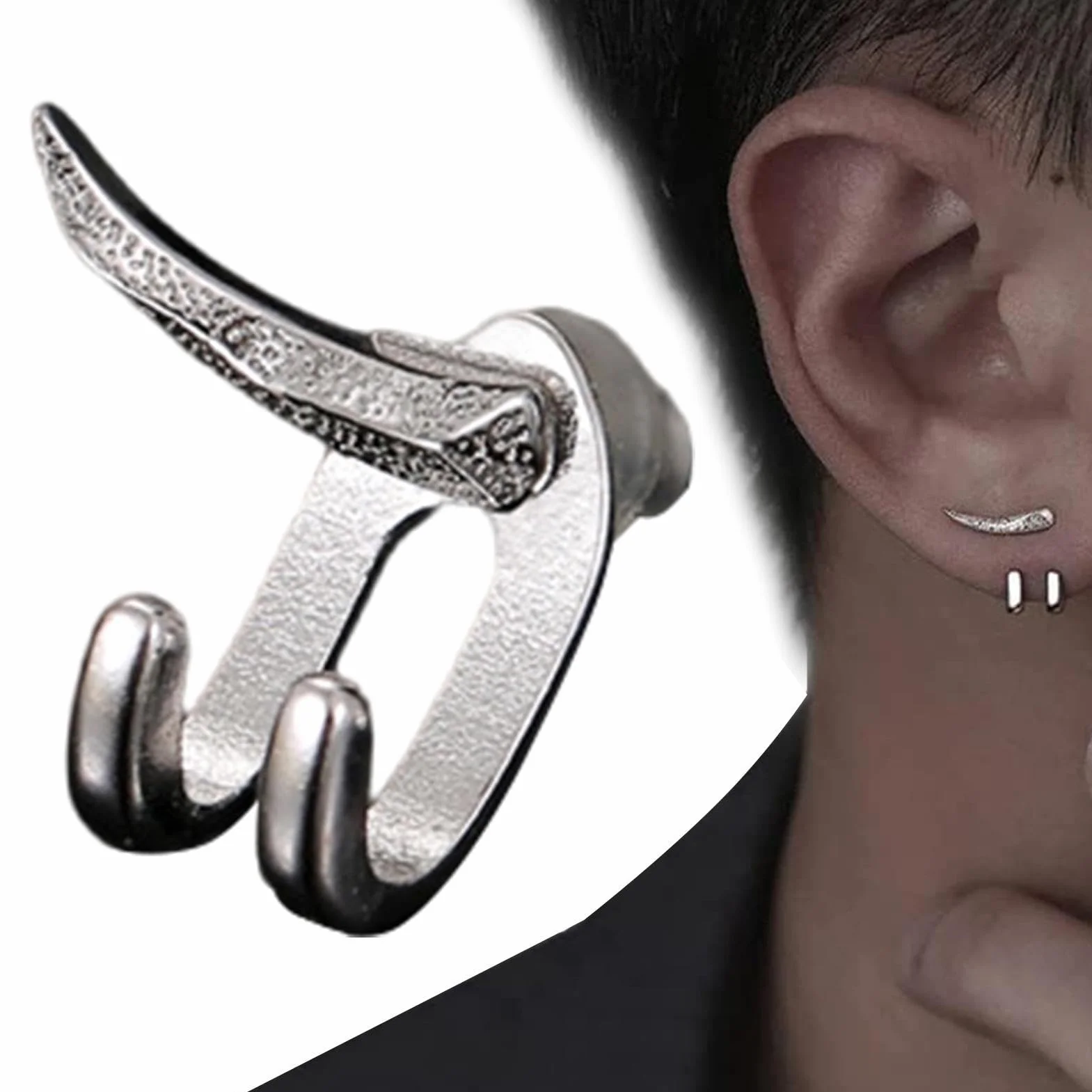 Geniales botón,Joyas para orejas cómodas, desmontables y brillantes con doble perno - Cómodos pendientes punk desmontables, accesorios oreja estables moda para citas, Kasmole