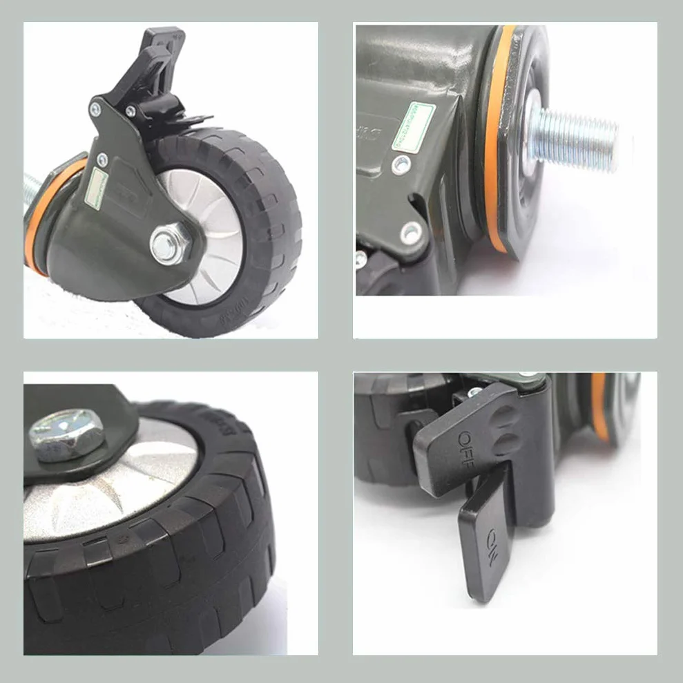 Ruedas industriales de goma para trabajo pesado 100/120/150 mm carga 1000 kg con freno
