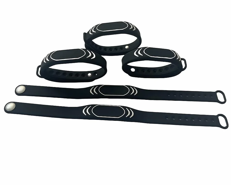 Pulsera Inteligente NFC NTAG213 Control de Acceso Impermeable RFID 13.56 MHz Negro