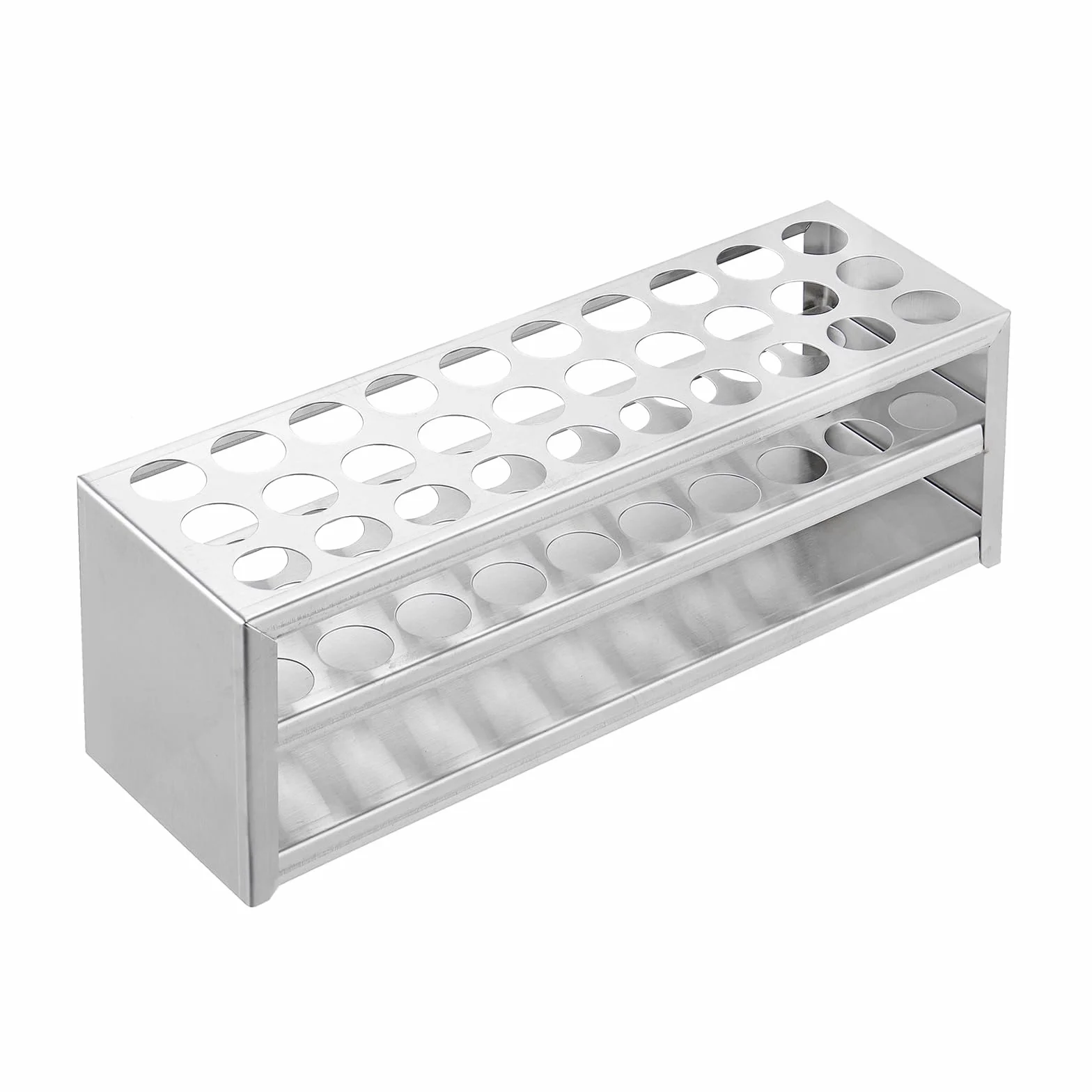 PATIKIL Soporte Para Tubos De Ensayo 30 Agujeros 18mm 304 Acero Inoxidable Plateado