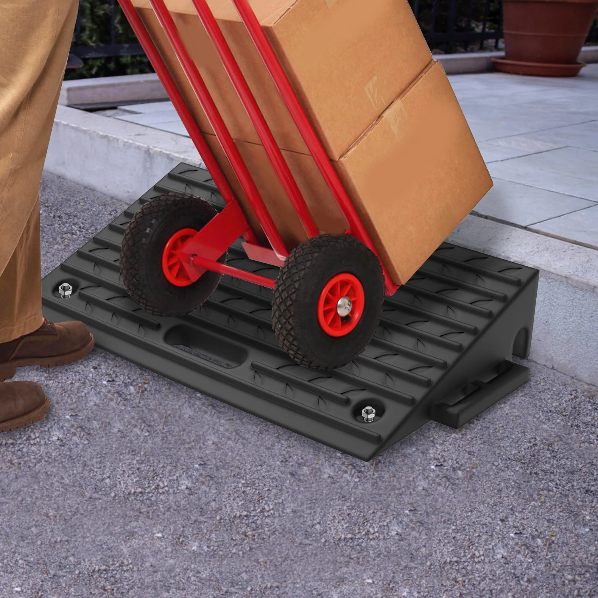 Froadp 2 piezas rampa de bordillo de goma para auto motocicleta vehículo silla de ruedas