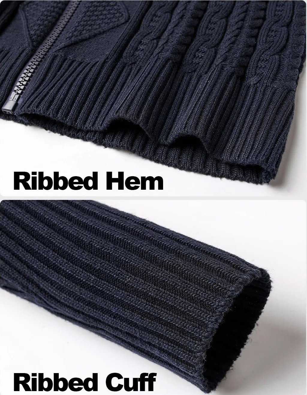 Chaqueta Punto Hombre Color SóLido Cremallera Punto Cable Slim Fit JerséIs Suéter Cardigan Outwear Rebecas Tops