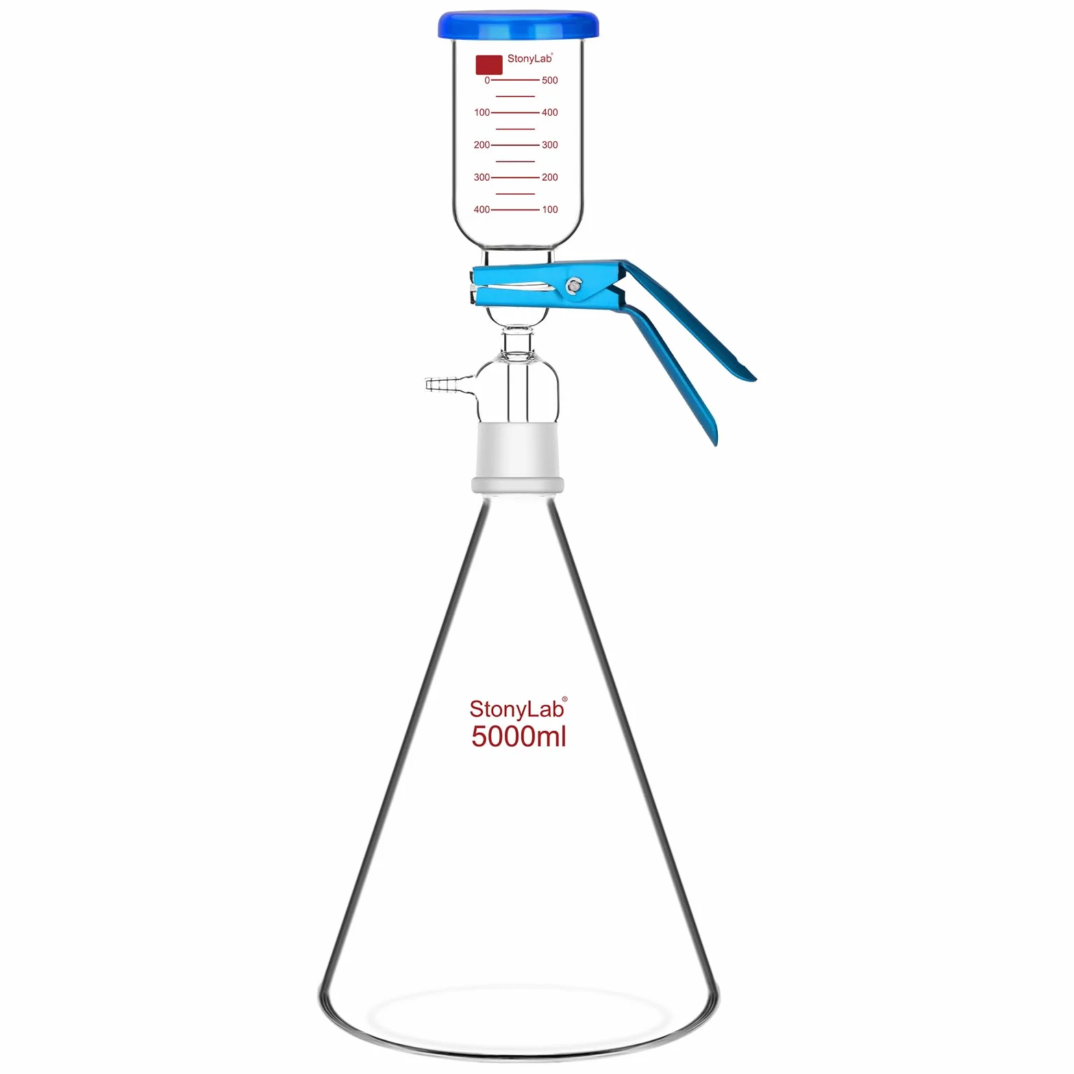 Aparato de Filtración de Vidrio, Kit de Filtro al Vacío de Borosilicato 5000 ml con Embudo Graduado 500 ml