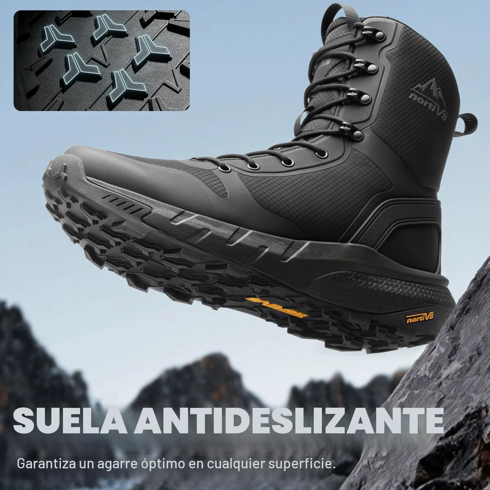 NORTIV 8 Botas Militares Ligeras Botas Policiales Tácticas de Seguridad Hombre Transpirable Botas de Combate Mediana Caña Antideslizantes