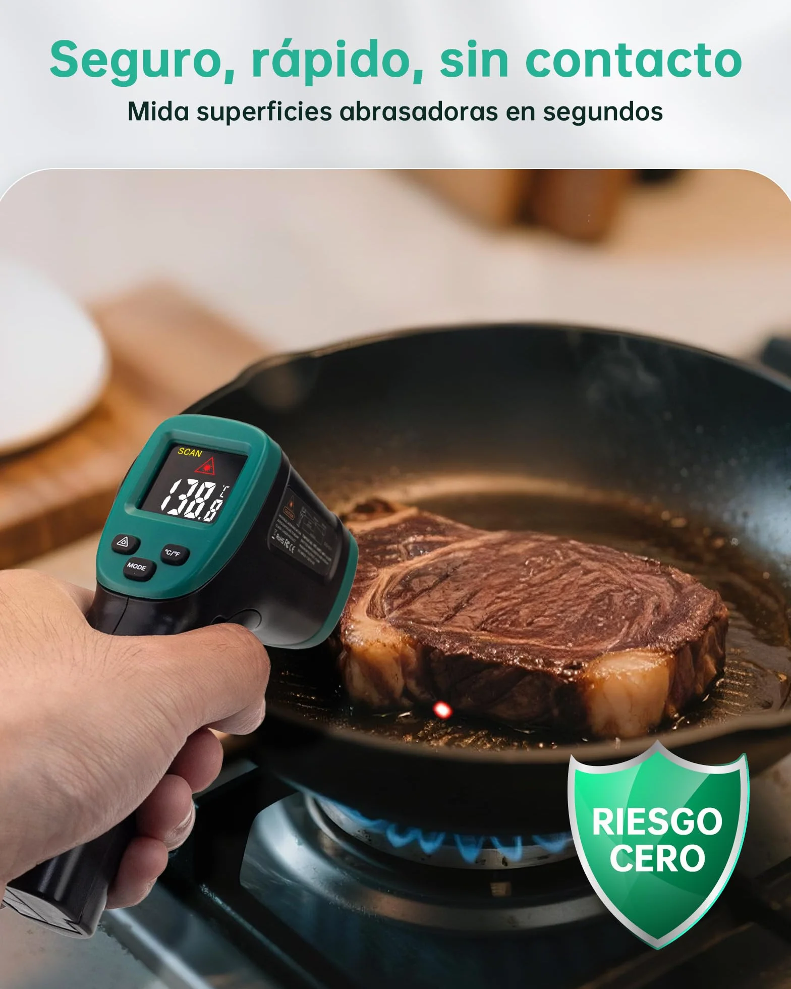 Termómetro infrarrojo ERICKHILL -50°C a 800°C láser digital sin contacto pantalla LCD emisividad ajustable
