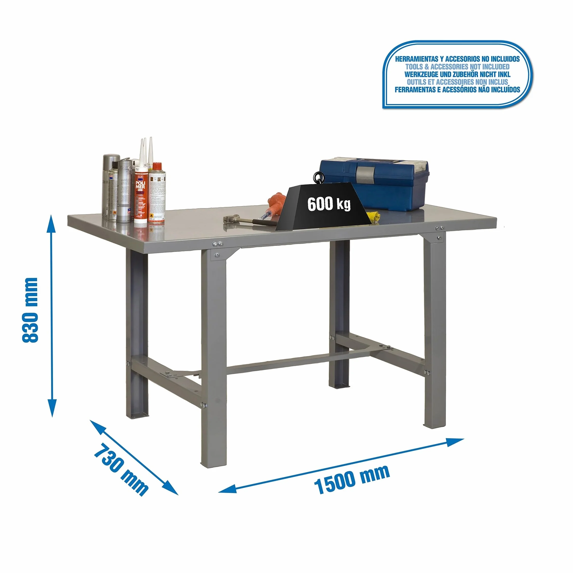 Simon Rack Banco de Trabajo BT6, Capacidad 600 kg, 830x1500x730 mm, Gris