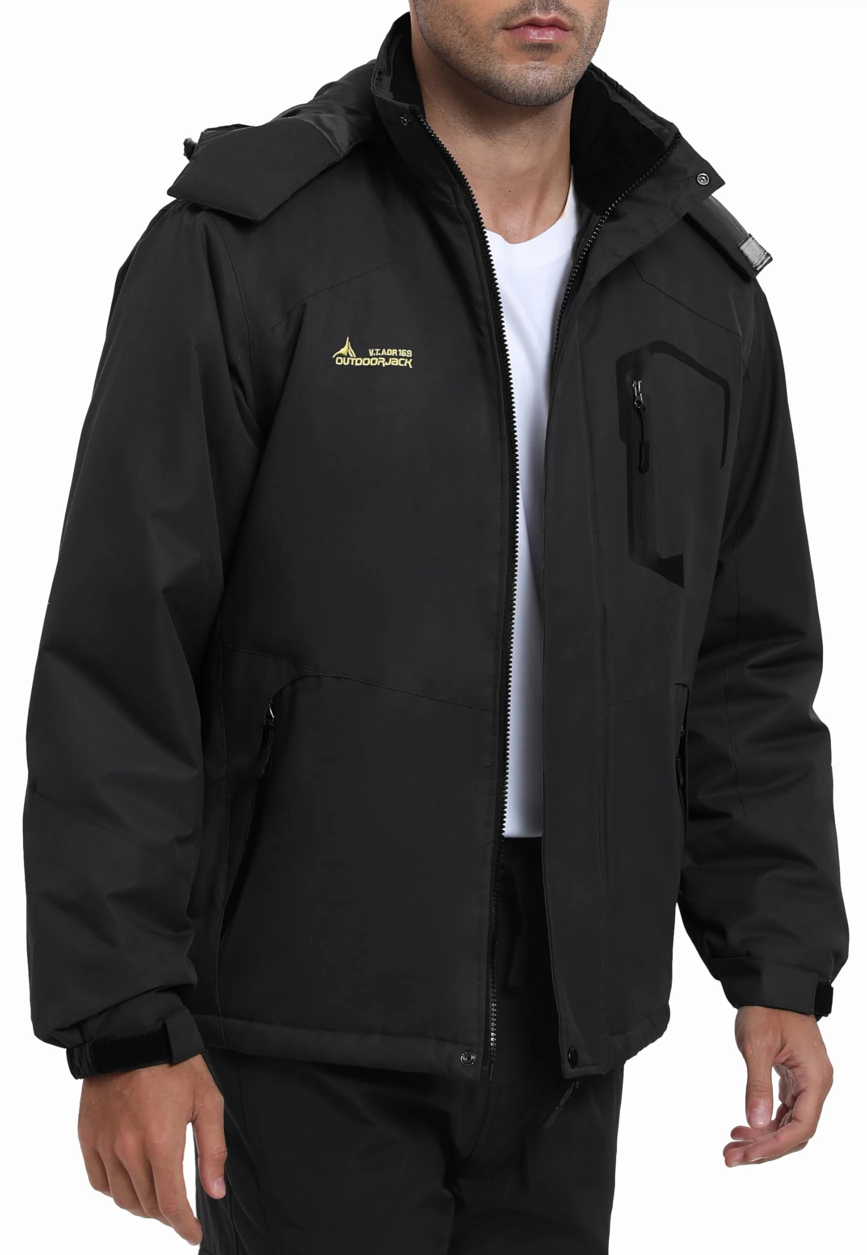 Chaqueta Esquí Impermeable Hombre Lana Cazadora Montaña Snowboard Invierno Forro Polar Cálida Antiviento Abrigos con Capucha Desmontable Exterior