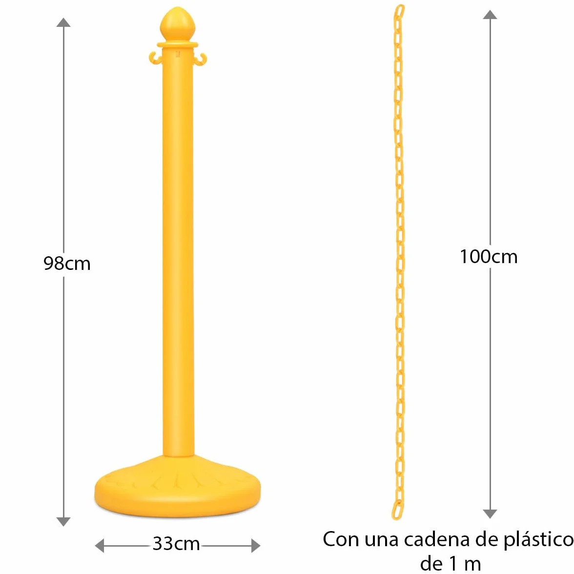 COSTWAY Juego de 6 Poste Separador con 5 Cinta Extensible, Sistema de Guía de Personas, Barrera de Plástico Amarillo