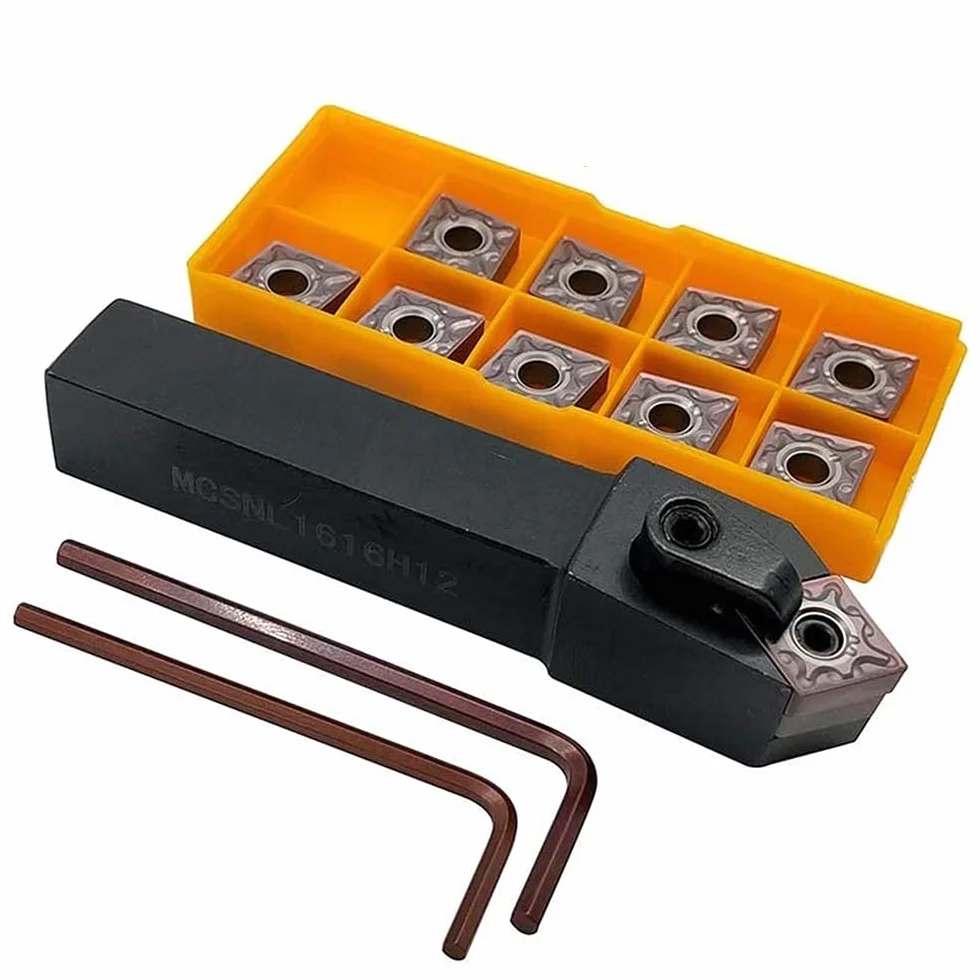 Soporte para herramientas de torneado MCSNL1616H12 con 10 insertos de carburo CNMG120408-MA