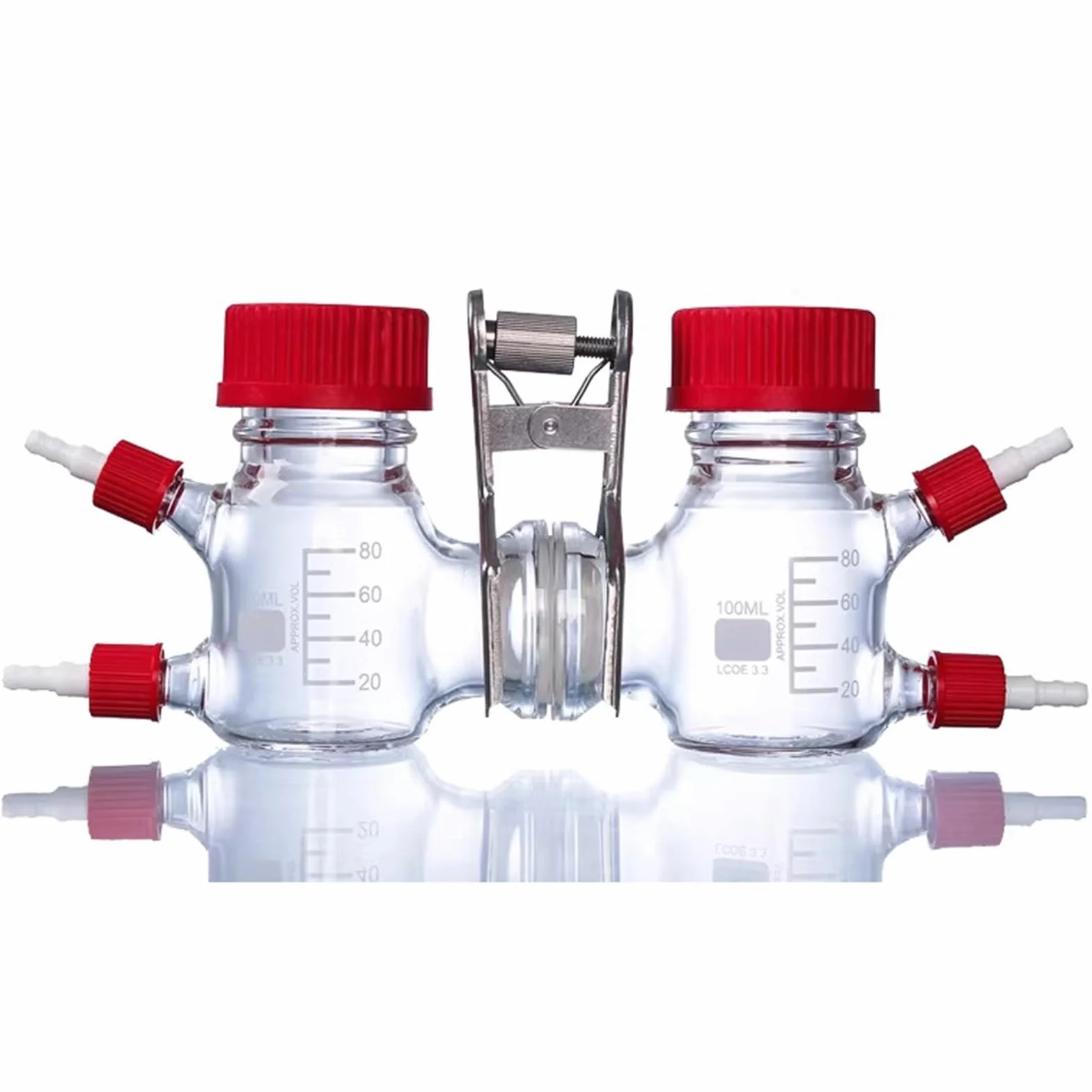 Cámara De Reacción Electroquímica Doble Celda 100 Ml, Reactor De Vidrio De Borosilicato, Membrana De Intercambio De Protones
