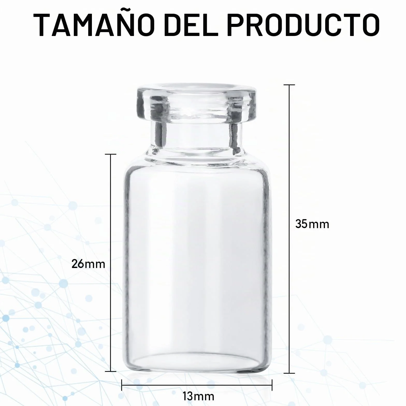 Pack de 10 viales de muestra sellados de 3 ml, frascos Headspace con fondo transparente