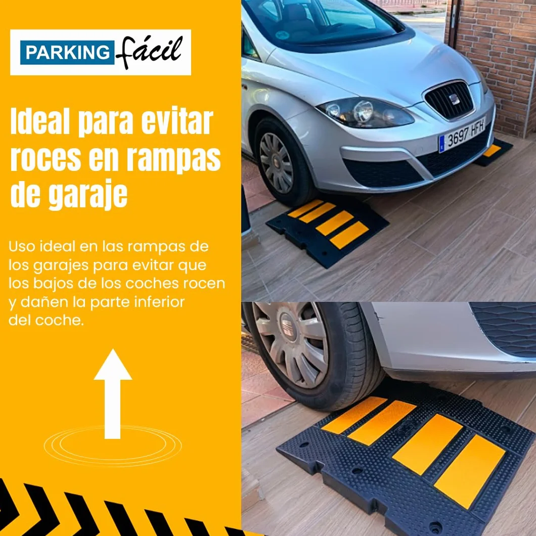 Pack de 2 Reductores de Velocidad de Caucho 5×60×50 cm Antideslizantes para Aparcamientos