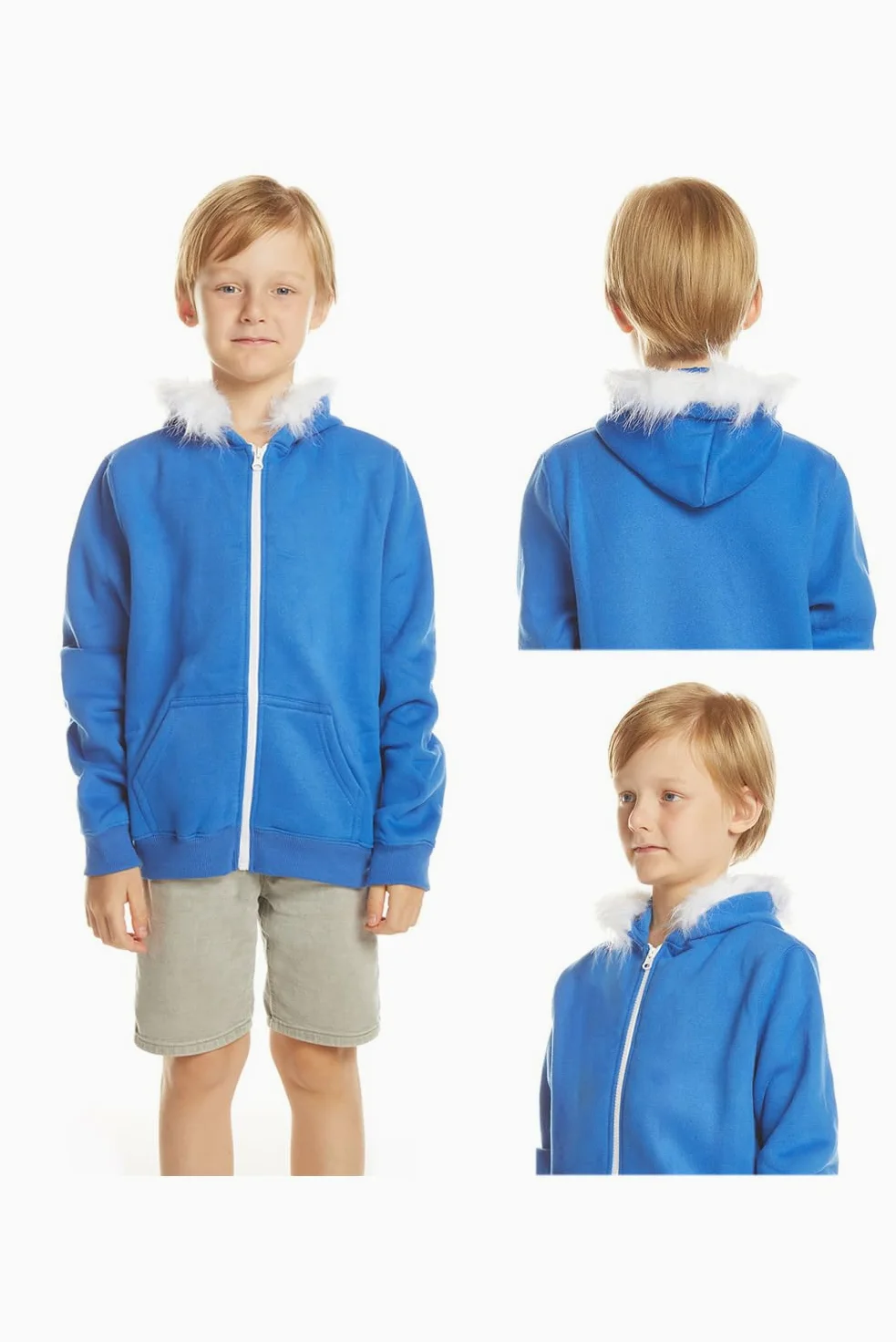 Chaqueta azul con capucha para adultos, sudadera con cremallera para Halloween, cosplay, disfraz de felpa para adultos, ropa al aire libre, tops unisex