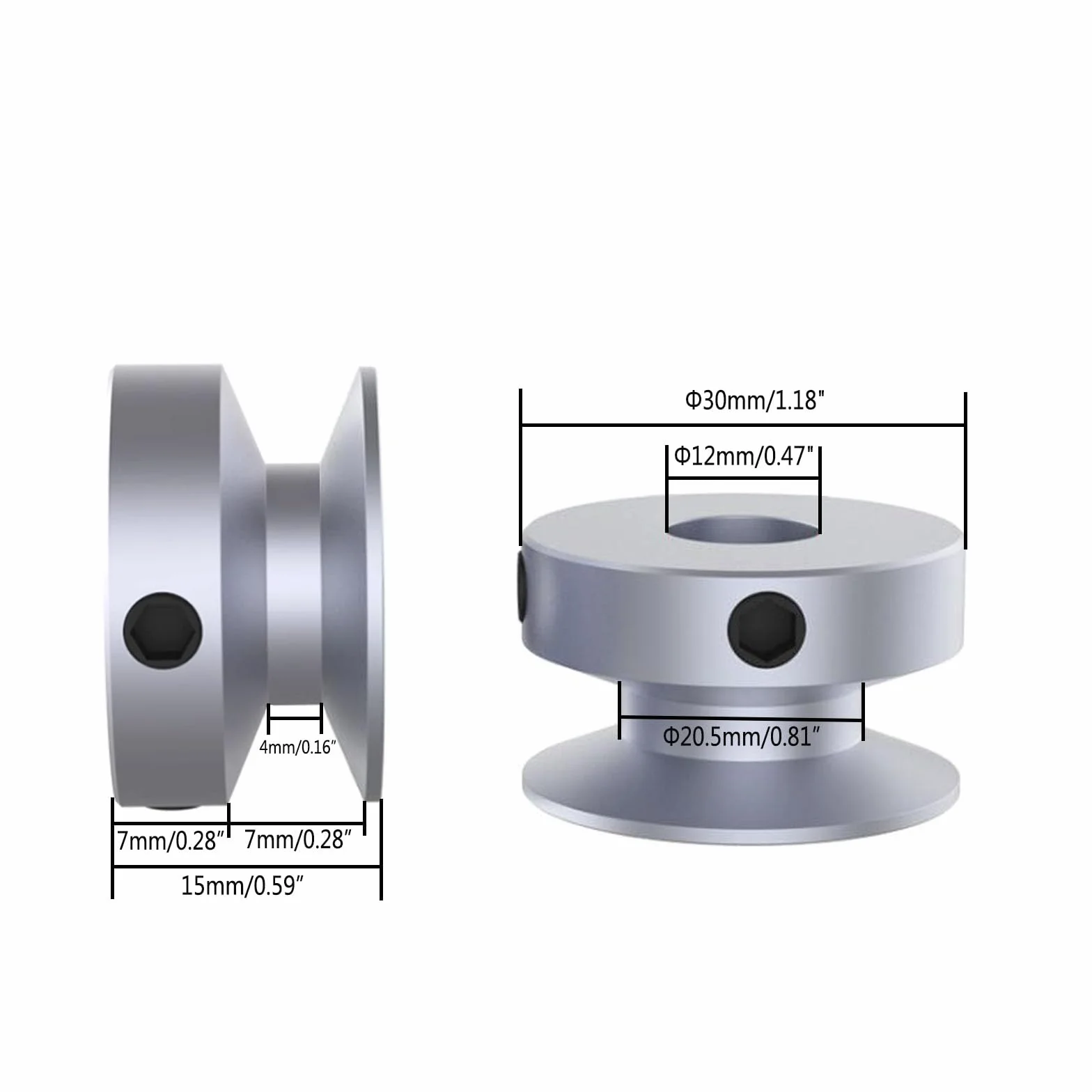 Polea ranurada simple CHANCS 30 mm diámetro exterior 12 mm diámetro interior fijo para taladradora Correa redonda PU 6 mm