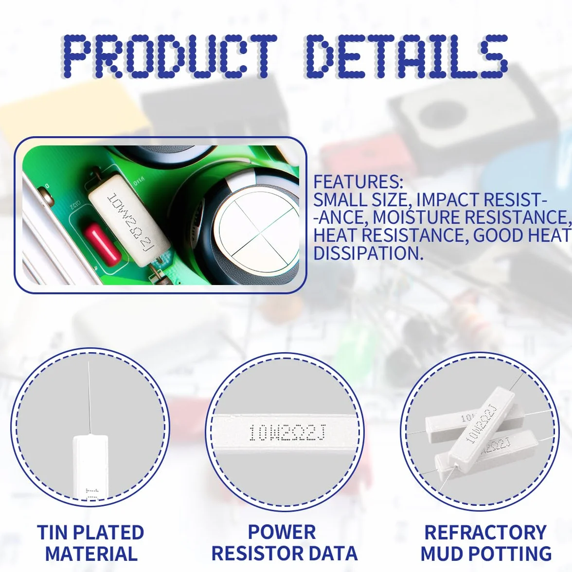 10 Pcs 10W 5% Tolerancia 2.2 Ohm Resistencia de Cemento Cerámico para Proyectos de Bricolaje