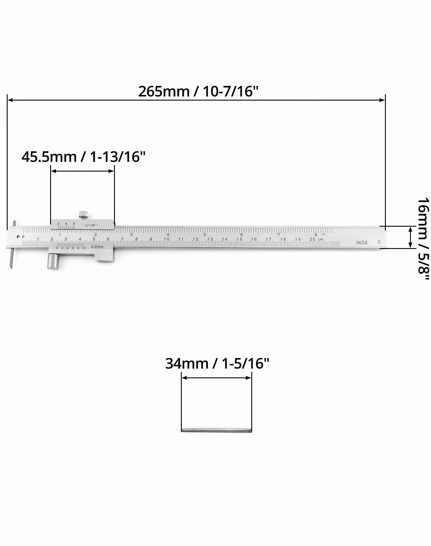 Calibrador Vernier 0-20 cm Acero Inoxidable Herramientas de Marcado