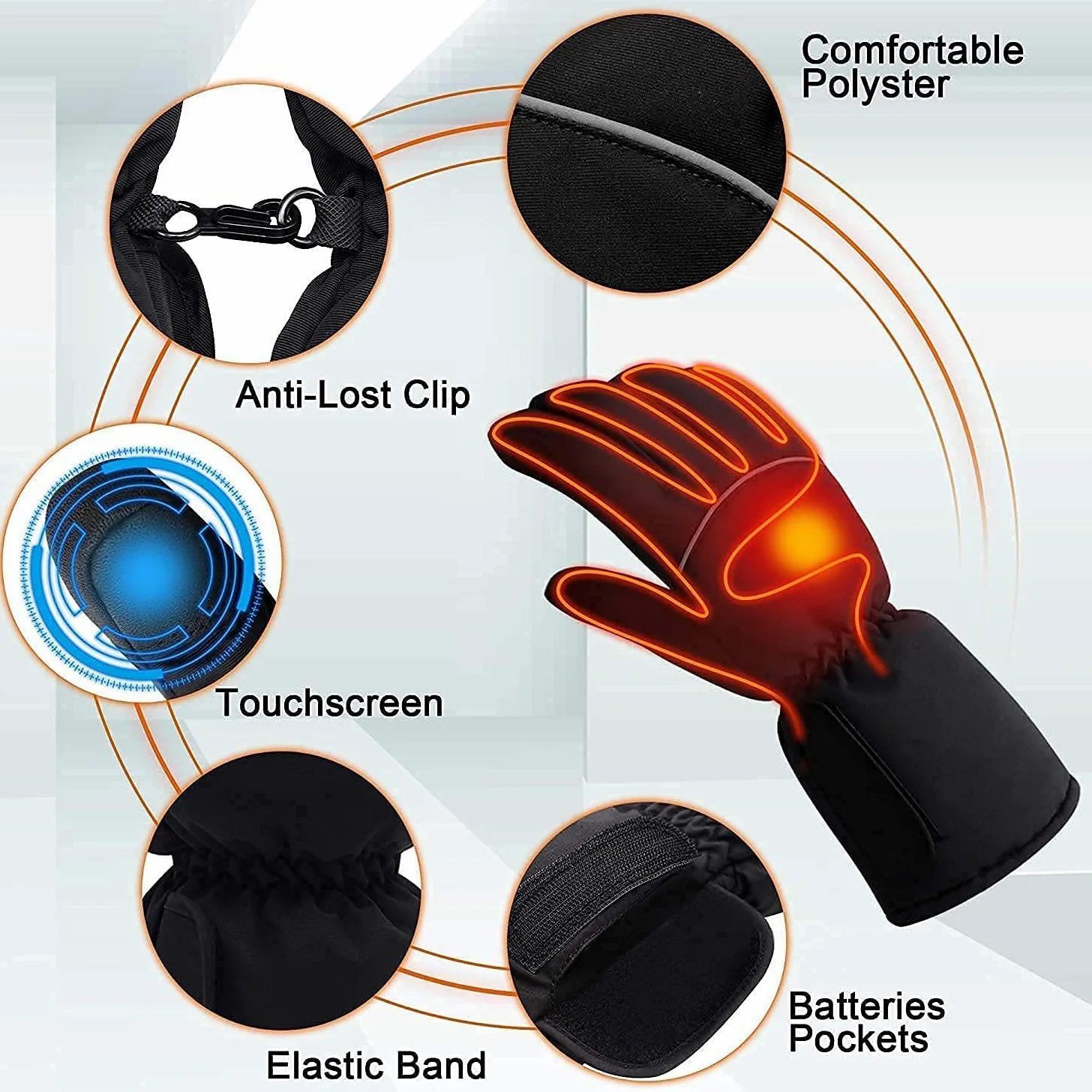 SBTXHJWCGLD Guantes térmicos eléctricos Guantes térmicos a batería, Pantalla táctil Impermeable con Aislamiento térmico para Deportes de Invierno al Aire Libre Escalada Senderismo Calentador d