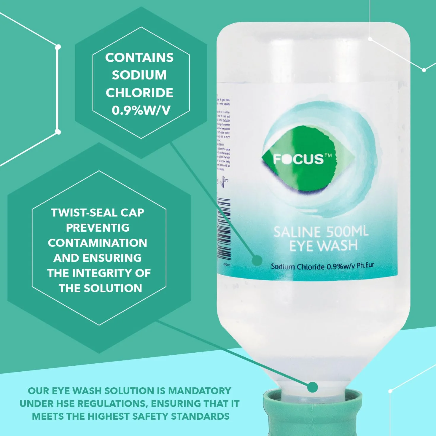 Enfoque Salino Líquido Para Los Ojos 500Ml Estéril