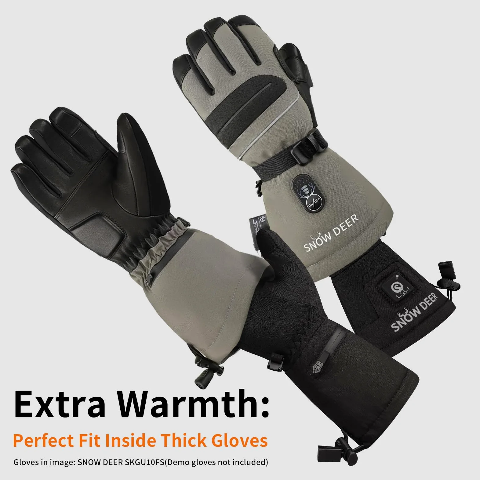 SNOW DEER Guantes calefactables para hombre y mujer, 7,4 V, 2200 mAh, batería recargable, calentadores de manos para nieve, esquí, pesca, equitación, ciclismo, camping, motociclismo