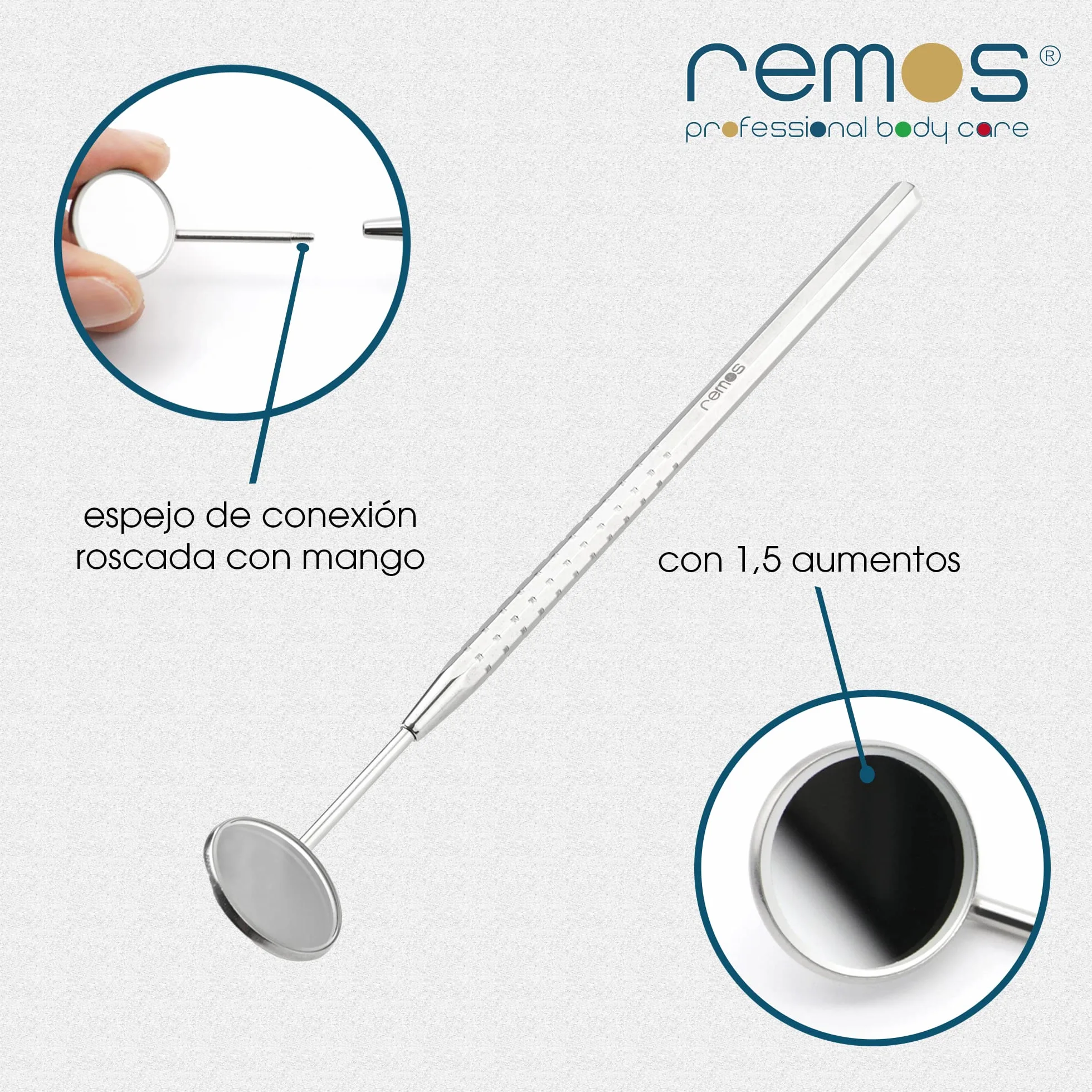 REMOS Espejo dental acero inoxidable aumento 1.5x