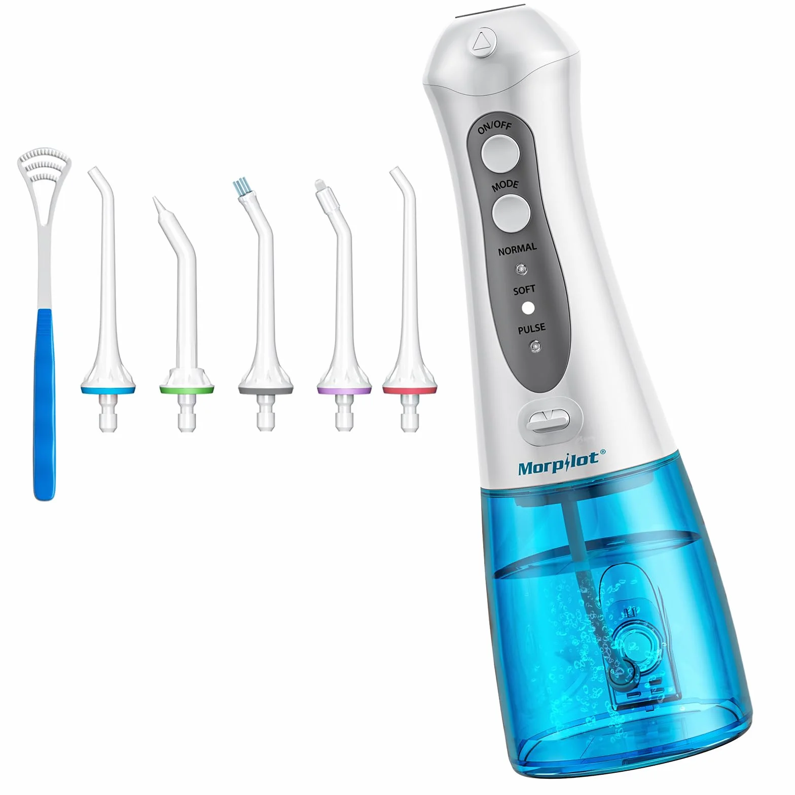 Morpilot Irrigador Bucal Dental Inalámbrico 3 Modos 5 Boquillas IPX7 300ML
