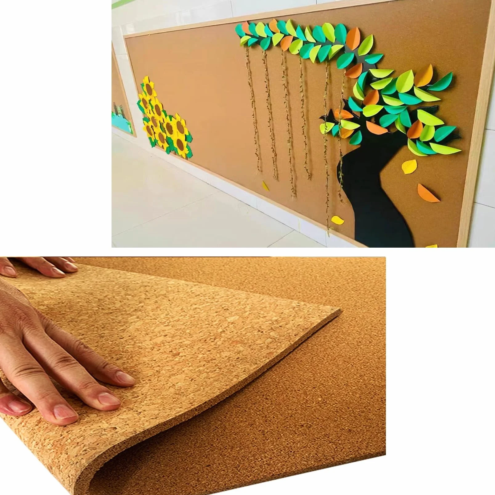 Rollo de corcho grande 1/4 pulgadas aislamiento acústico alta densidad para oficina hogar bricolaje 0,8 m x 1 m marrón