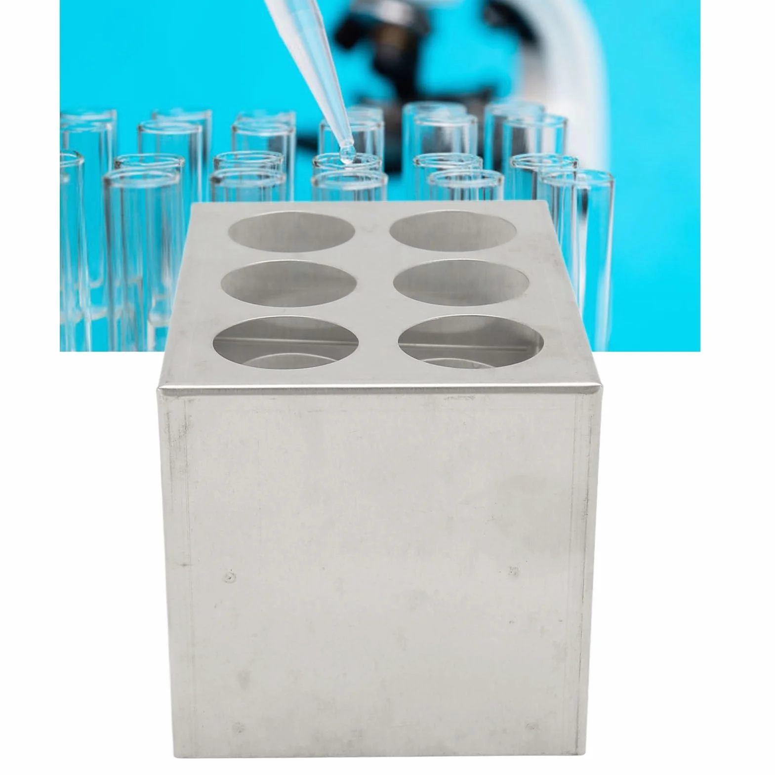 Soporte para Tubos de Ensayo de Acero Inoxidable 30mm 6 Orificios 3 Niveles 50ml