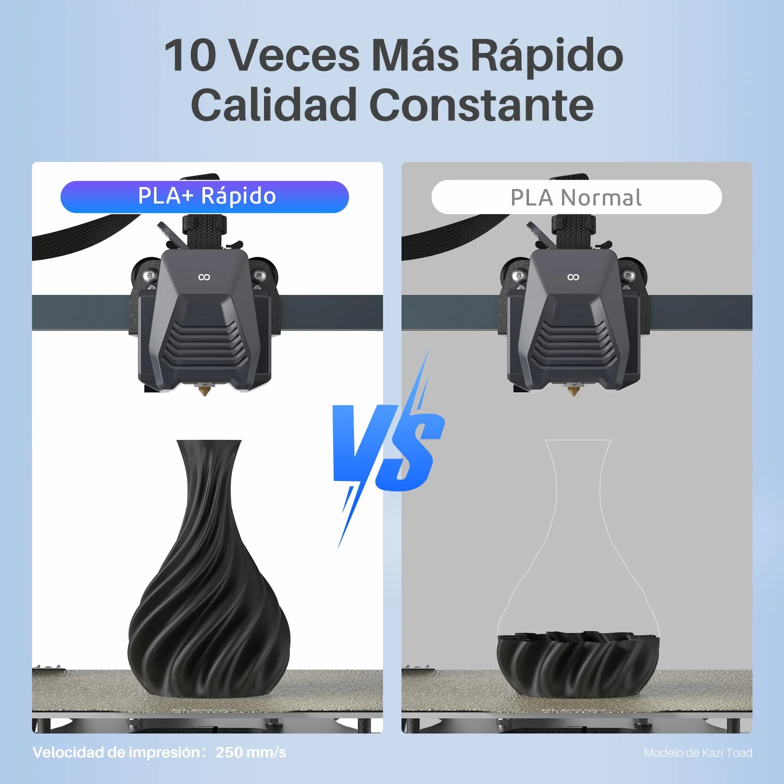 ELEGOO Filamento PLA+ Alta Velocidad 1.75mm 1KG Negro, 30-600mm/s, Precisión Dimensional +/- 0.02mm