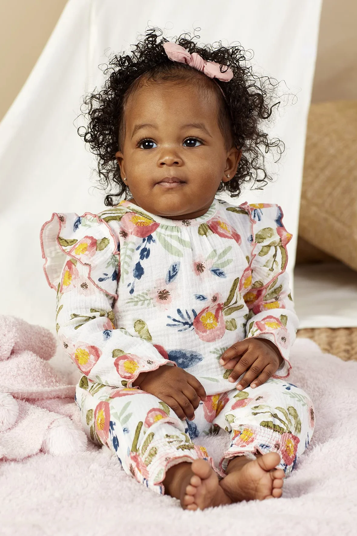 Mud Pie Conjunto de una pieza floral de bebé niña, Rosa/Rebel Fun., 3-6 meses