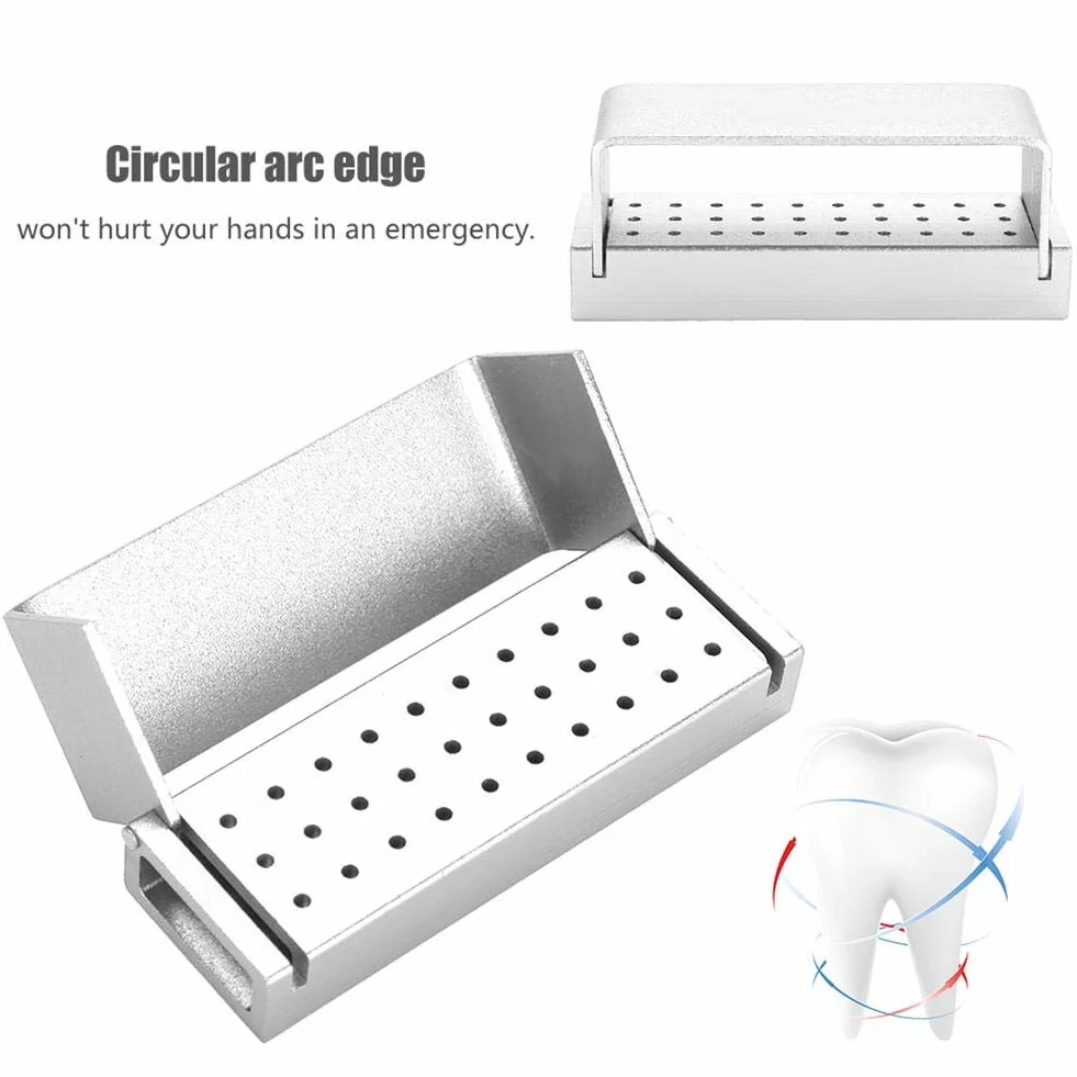 Caja de desinfección dental aluminio 30 agujeros Portafresas autoclavable