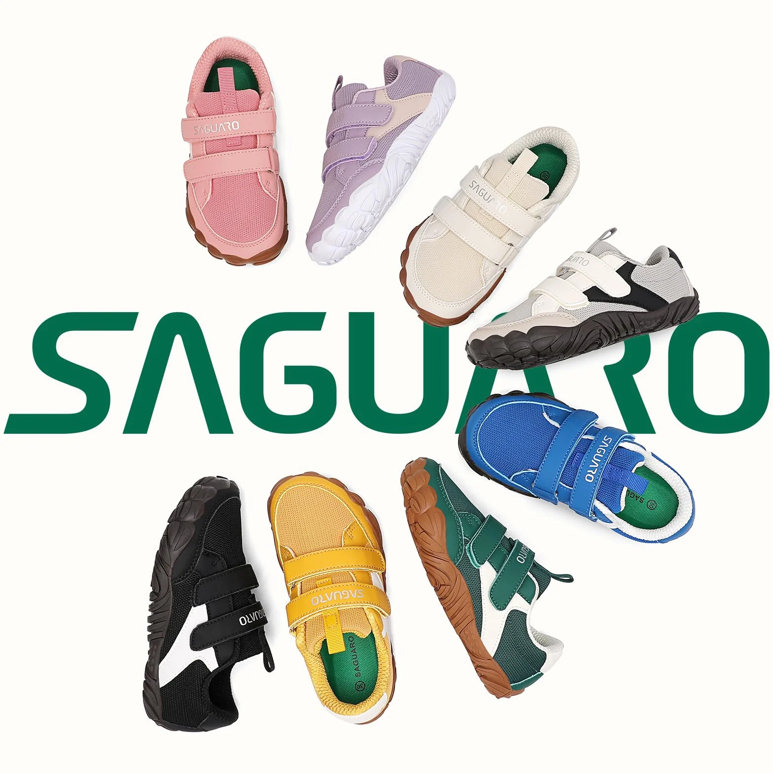 SAGUARO Zapatillas Barefoot Niños Sneakers Minimalista Puntera Ancha Exterior Interior Gr.25-36