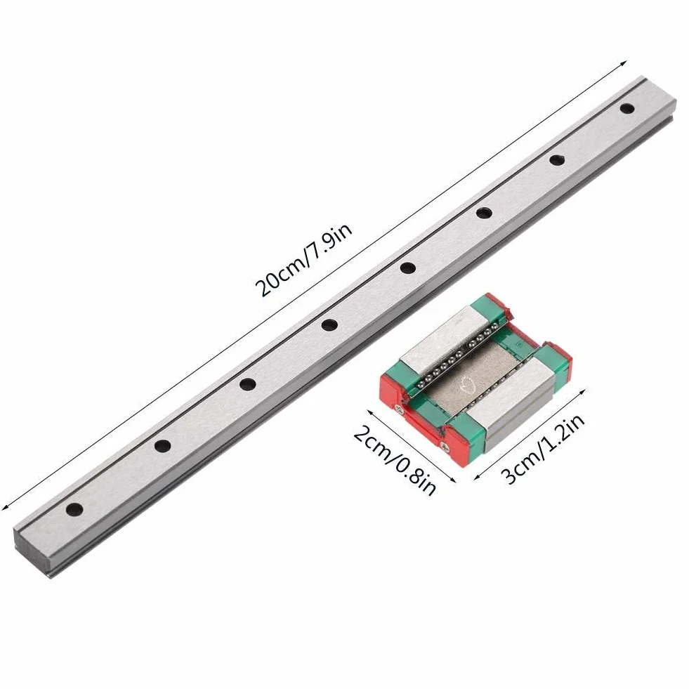 Carril lineal en miniatura 100-450 mm con bloque LML12B guía deslizante acero rodamientos 200mm