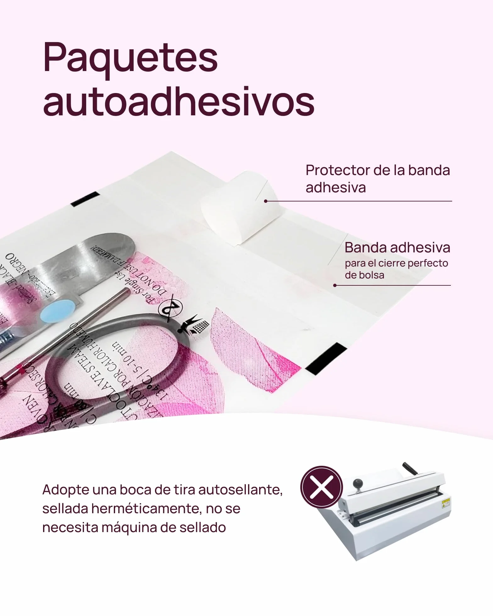 Safety Clean Bolsas de Esterilización Transparentes Indicador Autoclave Manicura Pedicura