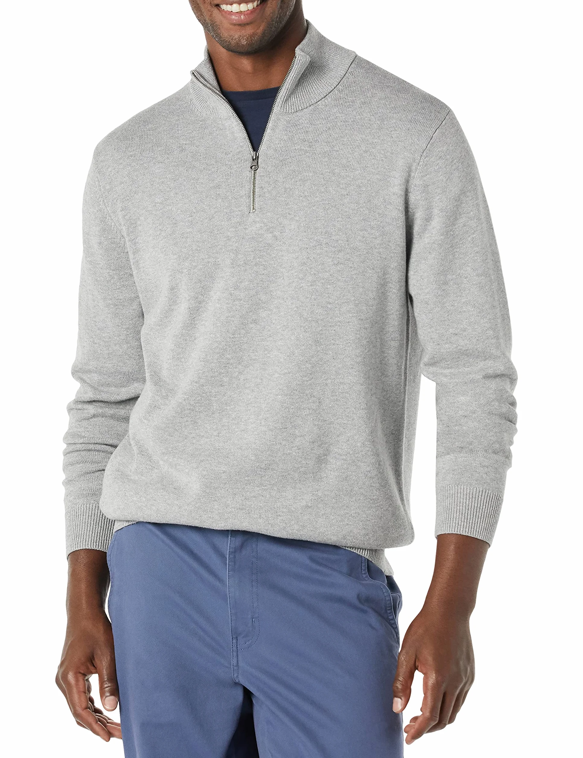Amazon Essentials Hombre Jersey 100% de Algodón con Cremallera de un Cuarto
