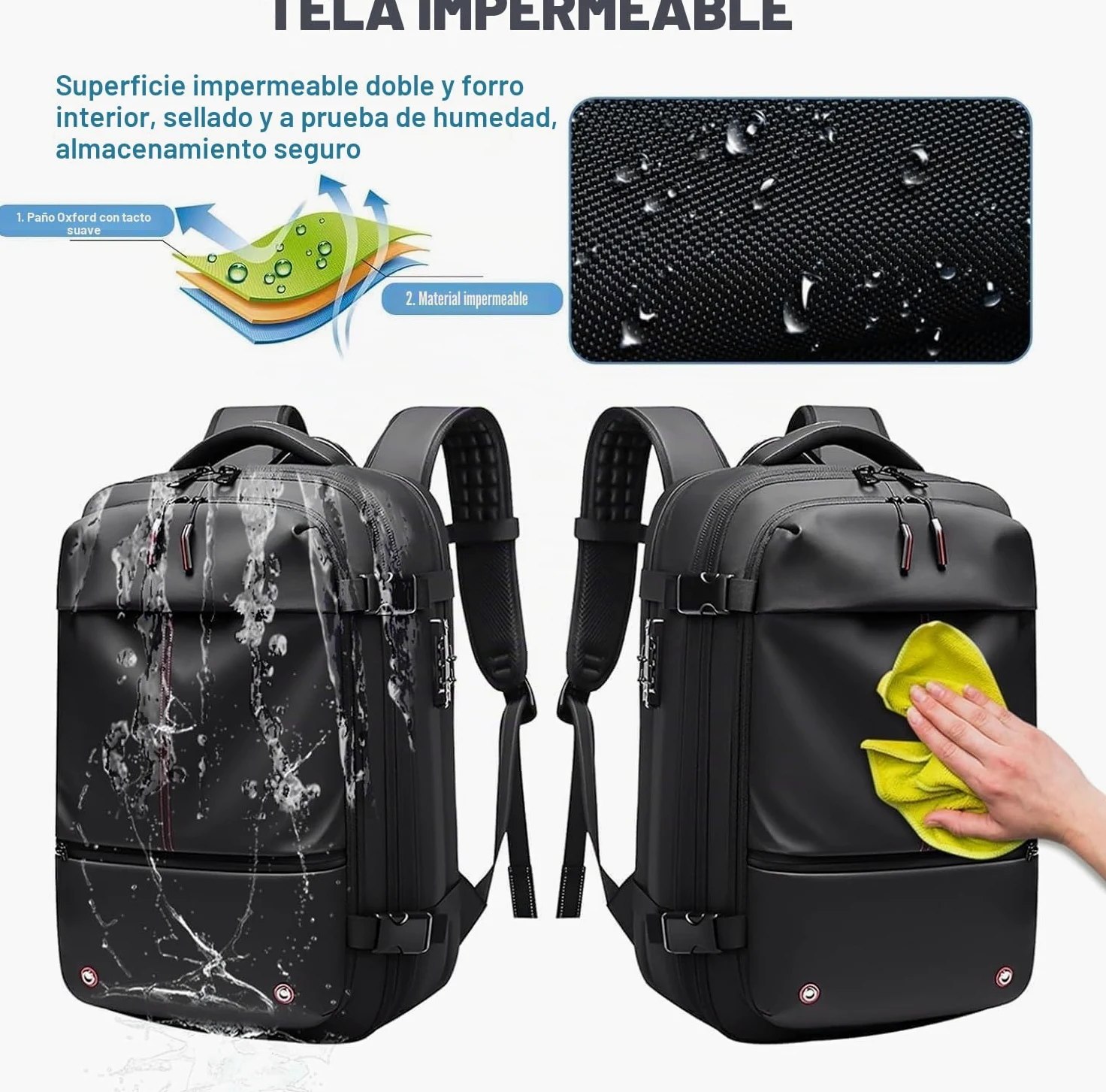 Genérico Mochila de viaje al vacío con bomba – Mochila de compresión de cabina con airbag, antirrobo e impermeable, ampliable hasta 60L para hombre y mujer,Green