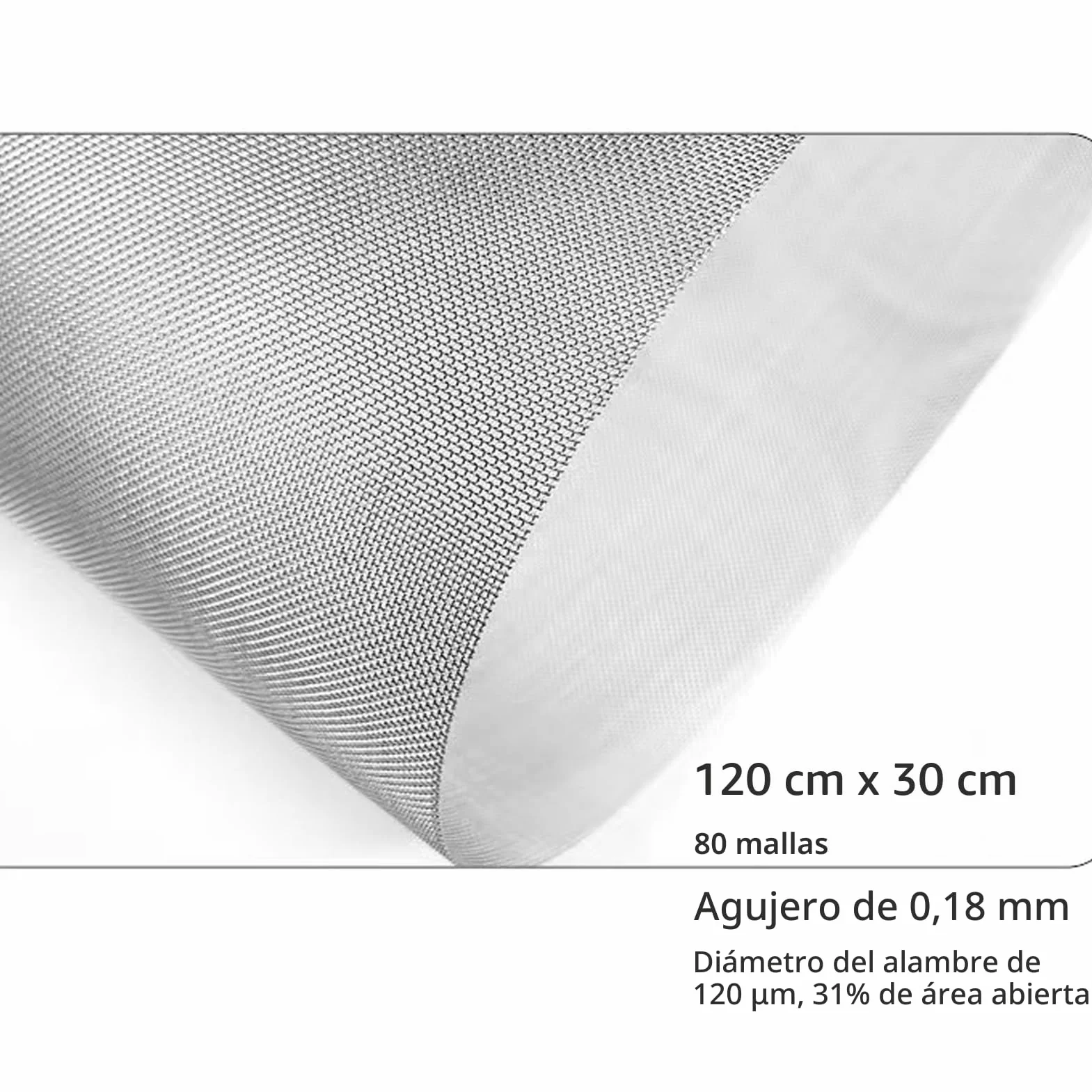 Malla de alambre inoxidable 304 80 mesh 30x120 cm tamiz filtro lámina