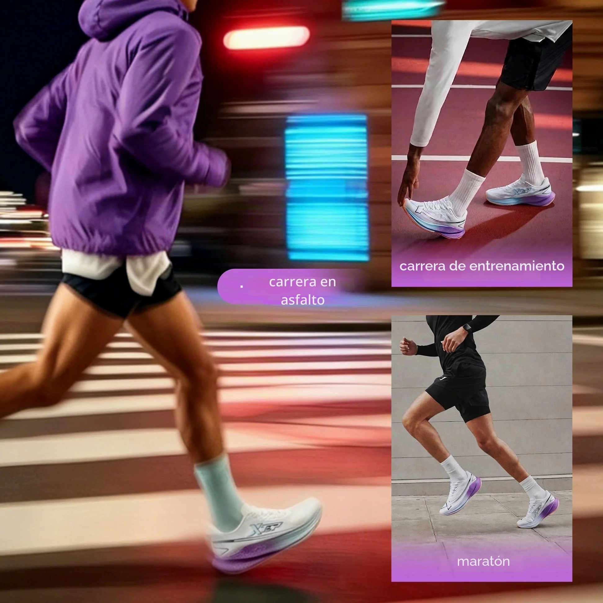 XTEP Zapatillas de correr para hombre, para principiantes, maratón, placa de carbono en forma de pala, 70% de amortiguación, ligeras, transpirables, antideslizantes, amortiguadas
