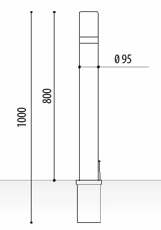 ADO Barcelona Pilona Bolardo Extraíble con Llave Superior de Hierro 1000 mm 95 mm Anillo Acero Inoxidable 2 Pilonas