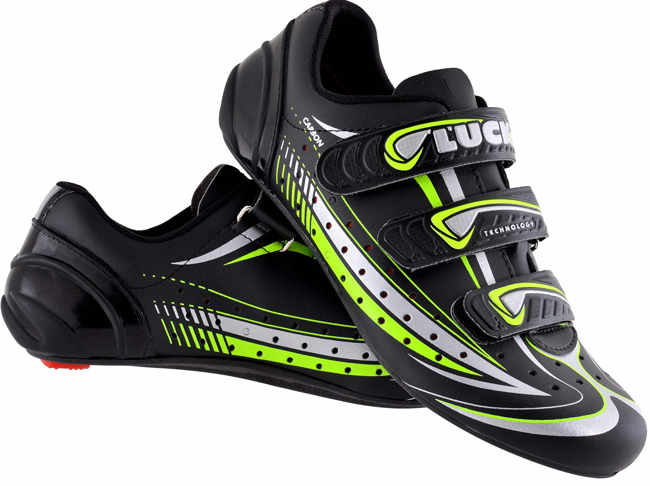 LUCK Zapatilla de Ciclismo Mega Carretera Suela Carbono Triple Tira Velcro
