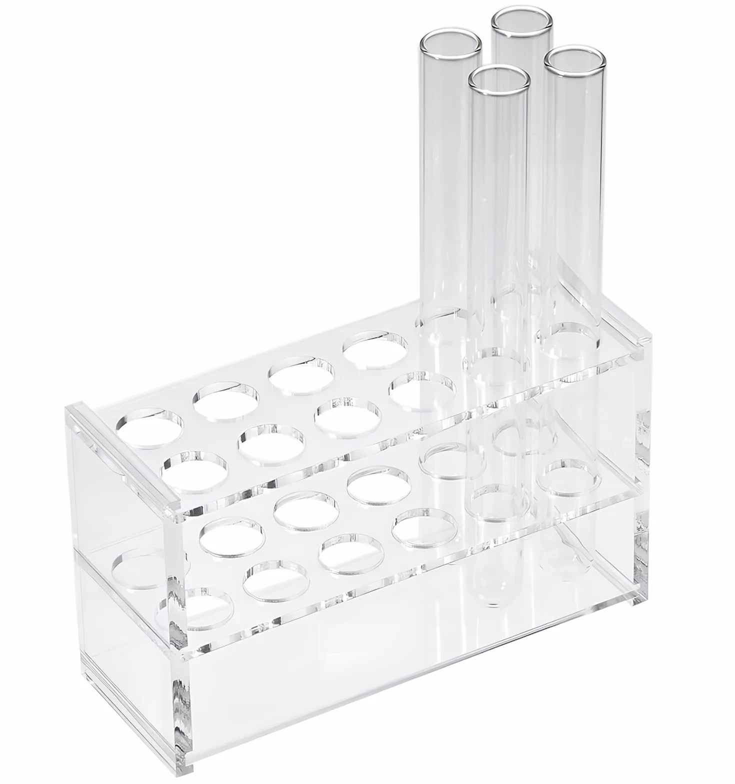Zócalos de acrílico transparente para tubos de ensayo de 10 ml - 12 unidades