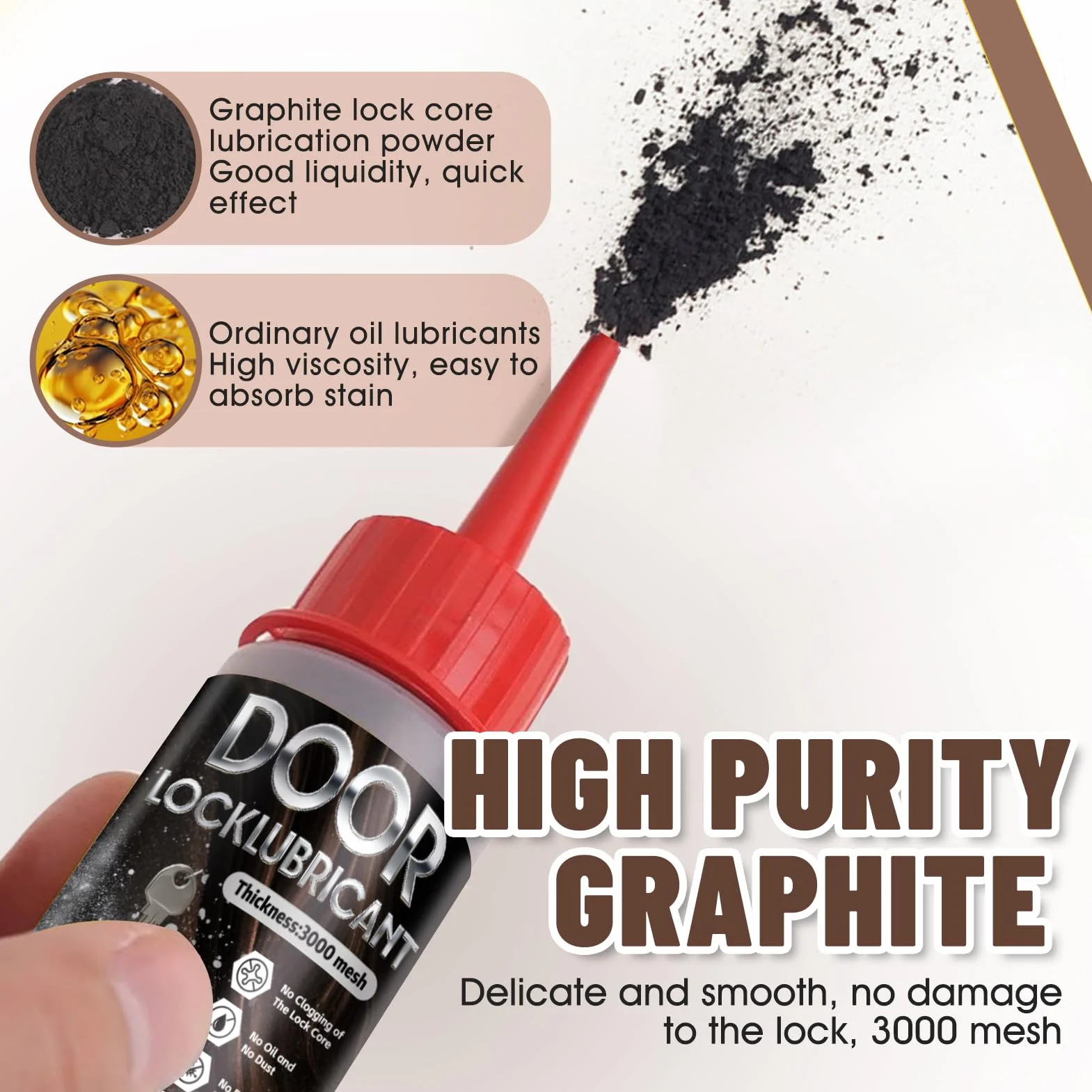 Grafito en Polvo 120ML para Lubricar Cerraduras de Puertas