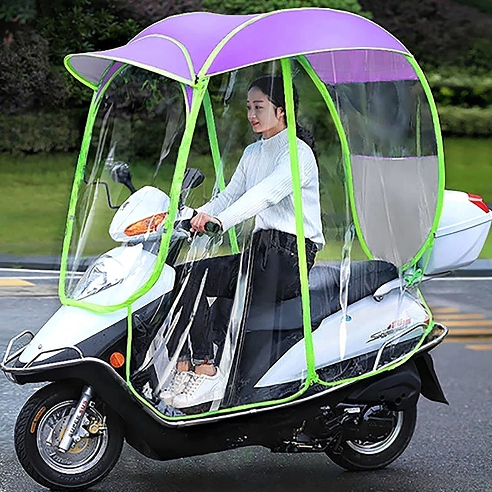 Universal Car Motor Scooter Paraguas Movilidad Parasol Cubierta para la Lluvia Impermeable, Scooter Plegable Movilidad Scooter Canopy (Rosa)